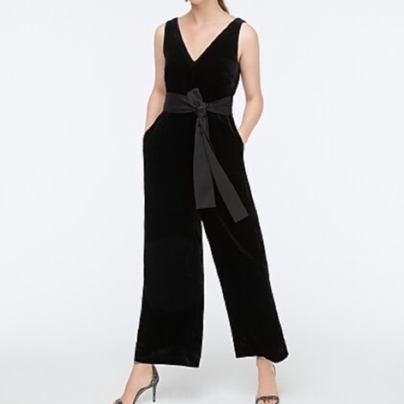 J. Crew Pants - J.Crew V-neck Wide Leg Velvet Jumpsuit In Black